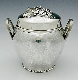 Wood and Hughes sterling hammered tea caddy